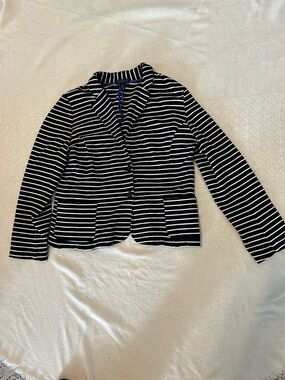 Willi Smith Black & White Striped blazer 2 button closure lg front pockets 12